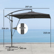 Parasol Brunetta déporté carré inclinable anthracite résistant UV et vent