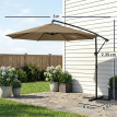 Parasol Lewyn Déporté Inclinable 360° Kaki avec Base et Housse