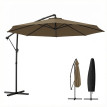 Parasol Lewyn Déporté Inclinable 360° Kaki avec Base et Housse