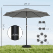 Parasol Innocenzo inclinable 3x2.5m gris foncé jardin terrasse UV stable