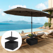 Deodat Pied Parasol Design Table Basse Étagère HDPE Effet Bois Noir Stable