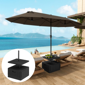 Deodat Pied Parasol Design Table Basse Étagère HDPE Effet Bois Noir Stable