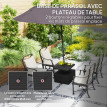 Deodat Pied Parasol Design Table Basse Étagère HDPE Effet Bois Noir Stable