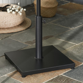 Support Parasol Redmere Base Carrée Métal Noir Mat Robuste 45x45cm 18kg