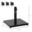 Support Parasol Redmere Base Carrée Métal Noir Mat Robuste 45x45cm 18kg