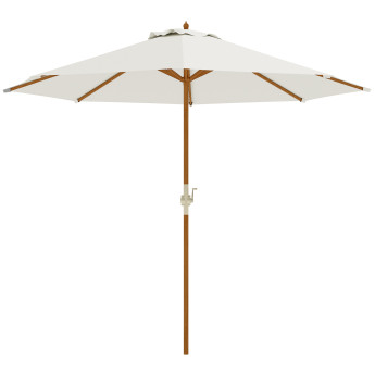 Parasol Bonaventura Octogonal 270cm Bois Toile Crème Résistante UV Jardin Terrasse