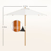 Parasol Bonaventura Octogonal 270cm Bois Toile Crème Résistante UV Jardin Terrasse