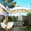 Parasol Bonaventura Octogonal 270cm Bois Toile Crème Résistante UV Jardin Terrasse
