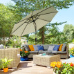 Parasol Varden Octogonal Inclinable Résistant UV Beige 295 cm Hauteur 250 cm