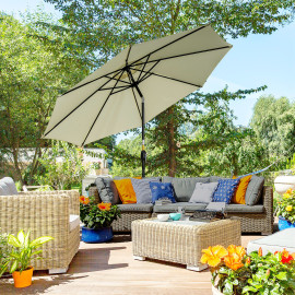 Parasol Varden Octogonal Inclinable Résistant UV Beige 295 cm Hauteur 250 cm
