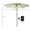 Parasol Varden Octogonal Inclinable Résistant UV Beige 295 cm Hauteur 250 cm