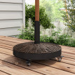 Pied de parasol Kunigunde lesté 22 kg résine rotin stabilité roulettes chocolat