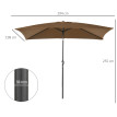 Parasol Casildo Inclinable Rectangulaire Jardin Terrasse Chocolat 295x195cm