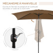 Parasol Casildo Inclinable Rectangulaire Jardin Terrasse Chocolat 295x195cm