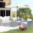 Parasol Hadwig Hexagonal Inclinable Grand Jardin Terrasse Crème Métal Polyester Résistant