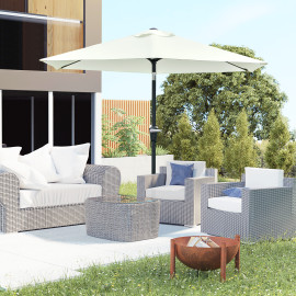 Parasol Hadwig Hexagonal Inclinable Grand Jardin Terrasse Crème Métal Polyester Résistant