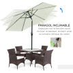 Parasol Hadwig Hexagonal Inclinable Grand Jardin Terrasse Crème Métal Polyester Résistant