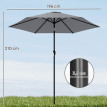 Parasol Ottobiano Inclinable Manivelle Jardin Extérieur Gris Foncé 196 cm