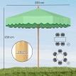 Parasol Odilon terrasse rond rétro effet bois protection UV 230 cm vert clair