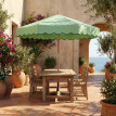 Parasol Odilon terrasse rond rétro effet bois protection UV 230 cm vert clair