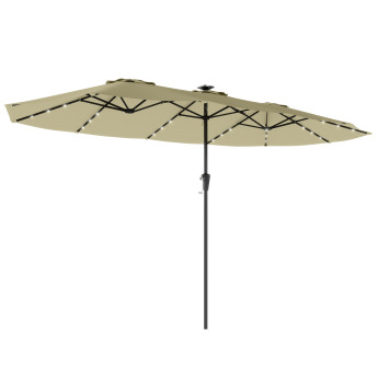 Parasol Flémont Double XL Éclairage Solaire Beige Protection UPF50+ 4x2m