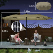 Parasol Flémont Double XL Éclairage Solaire Beige Protection UPF50+ 4x2m