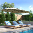 Parasol Flémont Double XL Éclairage Solaire Beige Protection UPF50+ 4x2m