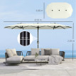 Parasol Celestino Double Face 4.6m Protection UV50+ Résistant Crème Noir