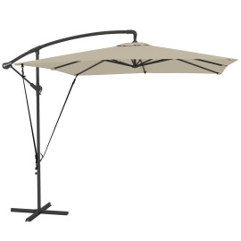 Parasol Quarryfield déporté inclinable kaki résistant UV stabilité optimale 247x247cm