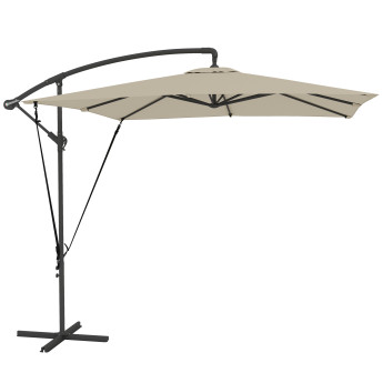 Parasol Quarryfield déporté inclinable kaki résistant UV stabilité optimale 247x247cm