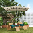 Parasol Quarryfield déporté inclinable kaki résistant UV stabilité optimale 247x247cm