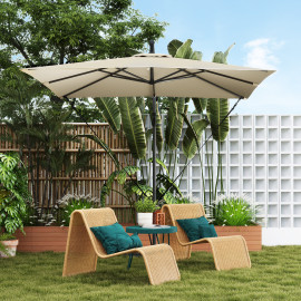 Parasol Quarryfield déporté inclinable kaki résistant UV stabilité optimale 247x247cm
