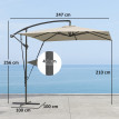 Parasol Quarryfield déporté inclinable kaki résistant UV stabilité optimale 247x247cm