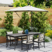 Parasol Quarryfield déporté inclinable kaki résistant UV stabilité optimale 247x247cm