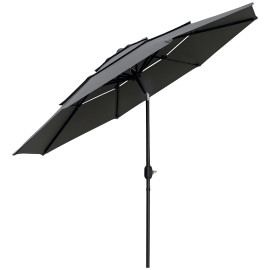 Parasol Leocadia inclinable rond 285 cm résistant UV gris clair extérieur