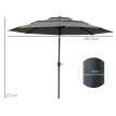 Parasol Leocadia inclinable rond 285 cm résistant UV gris clair extérieur