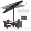 Parasol Leocadia inclinable rond 285 cm résistant UV gris clair extérieur