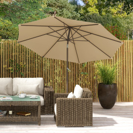 Parasol Silverio Inclinable Jardin Terrasse Balcon Ø263cm Beige Résistant Vent