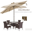 Parasol Silverio Inclinable Jardin Terrasse Balcon Ø263cm Beige Résistant Vent