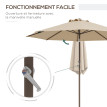 Parasol Silverio Inclinable Jardin Terrasse Balcon Ø263cm Beige Résistant Vent