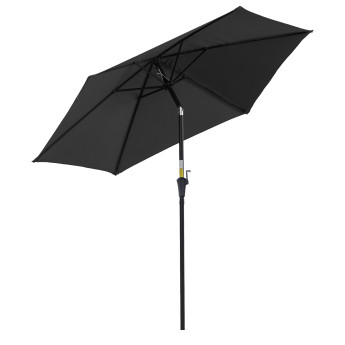 Parasol Aelric Octogonal Inclinable Noir Jardin Terrasse Piscine Aluminium Résistant