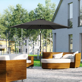 Parasol Aelric Octogonal Inclinable Noir Jardin Terrasse Piscine Aluminium Résistant