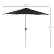Parasol Aelric Octogonal Inclinable Noir Jardin Terrasse Piscine Aluminium Résistant