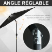 Parasol Aelric Octogonal Inclinable Noir Jardin Terrasse Piscine Aluminium Résistant