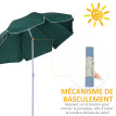 Parasol Sachsbach Octogonal Inclinable 2m Jardin Terrasse Vert Résistant UV