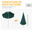 Parasol Sachsbach Octogonal Inclinable 2m Jardin Terrasse Vert Résistant UV
