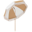 Parasol Berlinde Bohème Inclinable Franges Bicolore Blanc Beige 175 cm