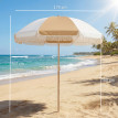 Parasol Berlinde Bohème Inclinable Franges Bicolore Blanc Beige 175 cm