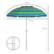 Parasol Isolotto Inclinable Réglable Ø178 cm Anti-UV Résistant Vent Multicolore