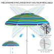 Parasol Isolotto Inclinable Réglable Ø178 cm Anti-UV Résistant Vent Multicolore